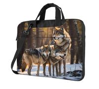 OAZCVBNN Sac pour ordinateur portable polyvalent avec motif loups et bandoulière, Noir , 15.6 inch