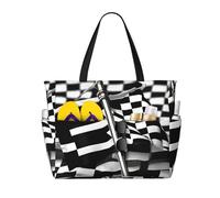 OAZCVBNN Sac réutilisable à motif drapeau de course à carreaux élégant et léger pour l'été, les vacances, le pique-nique, la gym, le camping, utilisation polyvalente