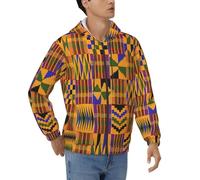 OAZCVBNN Sweat à capuche imprimé ethnique africain pour homme - Confortable avec poches - Vêtement de sport décontracté au quotidien, Noir , XL