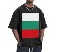 OAZCVBNN T-shirt surdimensionné imprimé drapeau bulgare coupe classique à manches courtes pour se détendre à la maison, les voyages, la salle de sport, Noir , M