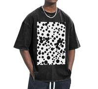 OAZCVBNN T-shirts surdimensionnés noirs et blancs à gros pois coupe classique à manches courtes pour se détendre à la maison, les voyages, la salle de sport, Noir , XL