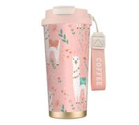 OAZCVBNN Tasse à café en acier inoxydable avec imprimé cactus rose camel pour l'école, le camping, le pique-nique