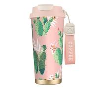 OAZCVBNN Tasse à café en acier inoxydable avec imprimé cactus tropicaux pour l'école, le camping, le pique-nique