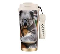 OAZCVBNN Tasse à café en acier inoxydable avec imprimé koala Hugging Tree Koala pour l'école, le camping, le pique-nique