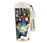 OAZCVBNN Tasse de voyage en acier inoxydable avec intelligence artificielle, motif cerveau, tasse de voyage, tasse à café, pour l'école, le camping, le pique-nique