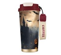 OAZCVBNN Tasse de voyage en acier inoxydable avec motif chauve-souris volantes d'Halloween pour l'école, le camping, le pique-nique