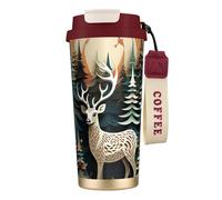 OAZCVBNN Tasse de voyage sous vide en acier inoxydable avec motif cerf de Noël pour l'école, le camping, le pique-nique