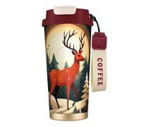 OAZCVBNN Tasse isotherme en acier inoxydable avec imprimé cerf de Noël pour l'école, le camping, le pique-nique