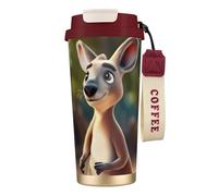 OAZCVBNN Tasse isotherme humoristique en acier inoxydable avec motif zoo kangourou (2) pour l'école, le camping, le pique-nique