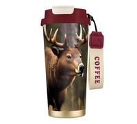 OAZCVBNN Tasse sous vide en acier inoxydable avec imprimé cerf et renne pour l'école, le camping, le pique-nique