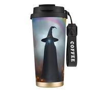 OAZCVBNN Tasse sous vide en acier inoxydable avec motif araignées, fantôme, chapeau de sorcière, arc-en-ciel, Halloween, tasse de voyage, tasse à café pour l'école, le camping, le pique-nique