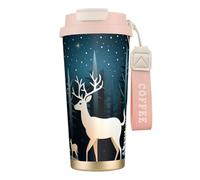 OAZCVBNN Tasse sous vide en acier inoxydable avec motif sapin de Noël et cerf pour l'école, le camping, le pique-nique