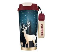 OAZCVBNN Tasse sous vide en acier inoxydable avec motif sapin de Noël et cerf pour l'école, le camping, le pique-nique