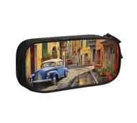 OAZCVBNN Trousse à crayons avec impression de rue italienne pour ranger des gommes de maquillage, stylos, étudiants, école, bureau, multi-scènes, Noir , Taille unique, Ensemble cartable