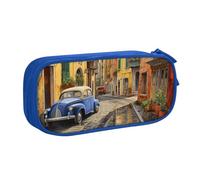 OAZCVBNN Trousse à crayons avec impression de rue italienne pour ranger des gommes de maquillage, stylos, étudiants, école, bureau, multi-scènes, bleu, Taille unique, Ensemble cartable