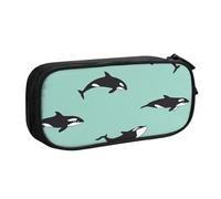 OAZCVBNN Trousse à crayons avec imprimé baleines de l'océan Pacifique - Pour ranger des gommes et des stylos - Pour étudiants, école, bureau, Noir , Taille unique, Ensemble cartable
