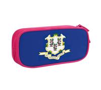OAZCVBNN Trousse à crayons avec imprimé drapeau de l'État du Connecticut pour ranger des gommes de maquillage, stylos, étudiants, école, bureau, multi-scènes, rose, Taille unique, Ensemble cartable