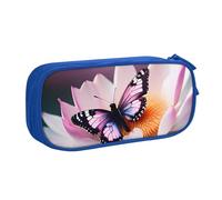 OAZCVBNN Trousse à crayons avec imprimé papillon rose pour ranger des gommes de maquillage, stylos, étudiants, école, bureau, multi-scènes, bleu, Taille unique, Ensemble cartable