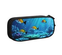 OAZCVBNN Trousse à crayons avec imprimé paysage sous-marin tranquille pour ranger les gommes de maquillage, stylos, étudiants, école, bureau, multi-scènes, Noir , Taille unique, Ensemble cartable