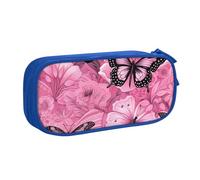 OAZCVBNN Trousse à crayons avec motif papillon rose sans couture pour ranger des gommes de maquillage, stylos, étudiants, école, bureau, multi-scènes, bleu, Taille unique, Ensemble cartable