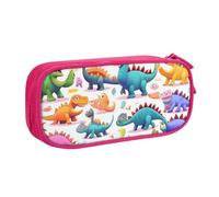OAZCVBNN Trousse à crayons colorée avec imprimé dinosaures de dessin animé pour ranger des gommes de maquillage, stylos, étudiants, école, bureau, multi-scènes, rose, Taille unique, Ensemble cartable