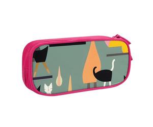 OAZCVBNN Trousse à crayons d'art moderne du milieu du siècle - Motif chats - Pour ranger des gommes de maquillage - Stylos - Pour étudiants, école, bureau - Utilisation multi-scènes, rose, Taille