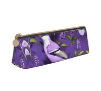 OAZCVBNN Trousse à crayons en cuir avec imprimé floral et lavande violette - Pochette élégante pour l'école, les voyages, le maquillage