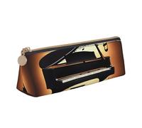 OAZCVBNN Trousse à crayons en cuir avec imprimé piano violon et notes de musique élégante pour l'école, les voyages, le maquillage