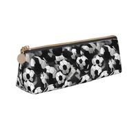 OAZCVBNN Trousse à crayons en cuir avec motif ballon de football noir et blanc - Pochette élégante pour l'école, les voyages, le maquillage