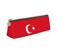 OAZCVBNN Trousse à crayons en cuir avec motif drapeau de la Turquie - Pochette élégante pour l'école, les voyages, le maquillage - Légère