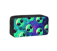 OAZCVBNN Trousse à crayons grande capacité avec imprimé extraterrestres verts - Pochette de papeterie - Pour bureau, voyage, dortoir