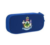 OAZCVBNN Trousse à crayons imprimée drapeau de l'État du Maine - Trousse de rangement pour maquillage, gommes, stylos, étudiants, école, bureau, multi-scènes, bleu, Taille unique, Ensemble cartable
