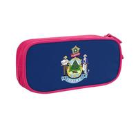 OAZCVBNN Trousse à crayons imprimée drapeau de l'État du Maine - Trousse de rangement pour maquillage, gommes, stylos, étudiants, école, bureau, multi-scènes, rose, Taille unique, Ensemble cartable
