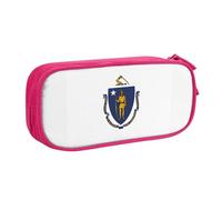 OAZCVBNN Trousse à crayons imprimée drapeau de l'État du Massachusetts - Pour ranger des gommes de maquillage - Stylos - Pour étudiants, école, bureau, rose, Taille unique, Ensemble cartable