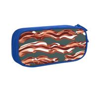 OAZCVBNN Trousse à crayons motif bacon pour ranger les gommes de maquillage, stylos, étudiants, école, bureau, multi-scènes, bleu, Taille unique, Ensemble cartable