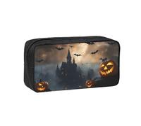 OAZCVBNN Trousse à crayons spacieuse pour Halloween - Motif chauves-souris volantes - 3 imprimés - Pour bureau, voyage, dortoir