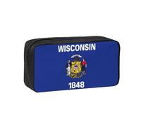 OAZCVBNN Wisconsin State Flag Print Large Capacity Spacieux Pen Case Stationery Organizer Pouch Office Travel Dorm