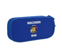 OAZCVBNN Wisconsin Trousse à crayons avec imprimé drapeau de l'État du Wisconsin pour ranger des gommes de maquillage, stylos, étudiants, école, bureau, multi-scènes, bleu, Taille unique, Ensemble