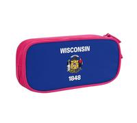OAZCVBNN Wisconsin Trousse à crayons avec imprimé drapeau de l'État du Wisconsin pour ranger des gommes de maquillage, stylos, étudiants, école, bureau, multi-scènes, rose, Taille unique, Ensemble