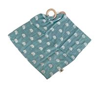 OB DESIGNS - umweltfreundlicher Baumwoll-Musselin-Doudou und Beißring aus natürlichem Buchenholz für Neugeborene, mit Decke zum Schlafen des Babys, maschinenwaschbar