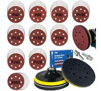 OBA 100 Pièces disques de ponçage 125mm, Disques Abrasifs pour bois, métal, polissage de voiture, Grain 40/60/80/100/120/150/180/240/320/600, avec 2 tampons de ponçage ronds auto-agrippants