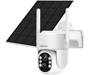 OBA Caméra de Sécurité WiFi Solaire Srihome DH005 4MP, PTZ, Vision Nocturne, Détection de Mouvement, Résistant aux Intempéries IP66