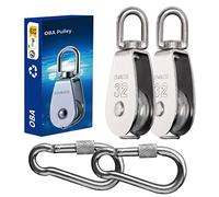 OBA Poulie en acier inoxydable, Lot de 2 Poulies de levage pour cordes charge maximale 250kg avec 2 mousqueton M7