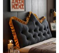 ObaBO Dossier de lit Coussin, Coussin Dossier Moelleux Style Princesse pour s'asseoir dans Son lit, Coussin Long pour lit Coussin Lecture Tatami Coussin de lit Dossier,Dark Grey-180 * 60 cm