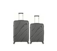 obago - lot de 2 - valise grand format et valise weekend persee - gris fonce