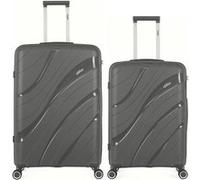obago - lot de 2 - valise grand format et valise weekend persee - gris fonce