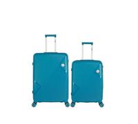 obago - lot de 2 - valises grand format et weekend cassiopee - bleu paon bleu paon