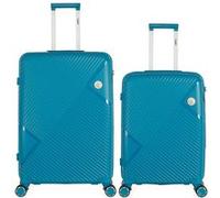 obago - lot de 2 - valises grand format et weekend cassiopee - bleu paon bleu paon