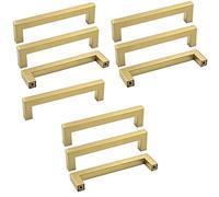 Obahdirry Lot de 10 poignées carrées dorées en laiton brossé pour centres de trous de 160 mm