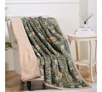 Obal William Morris - Couverture Polaire Sherpa en Microfibre Douce pour lit et canapé - Jeté de lit (chèvrefeuille, Voyage/Simple, 381 x 330 cm)